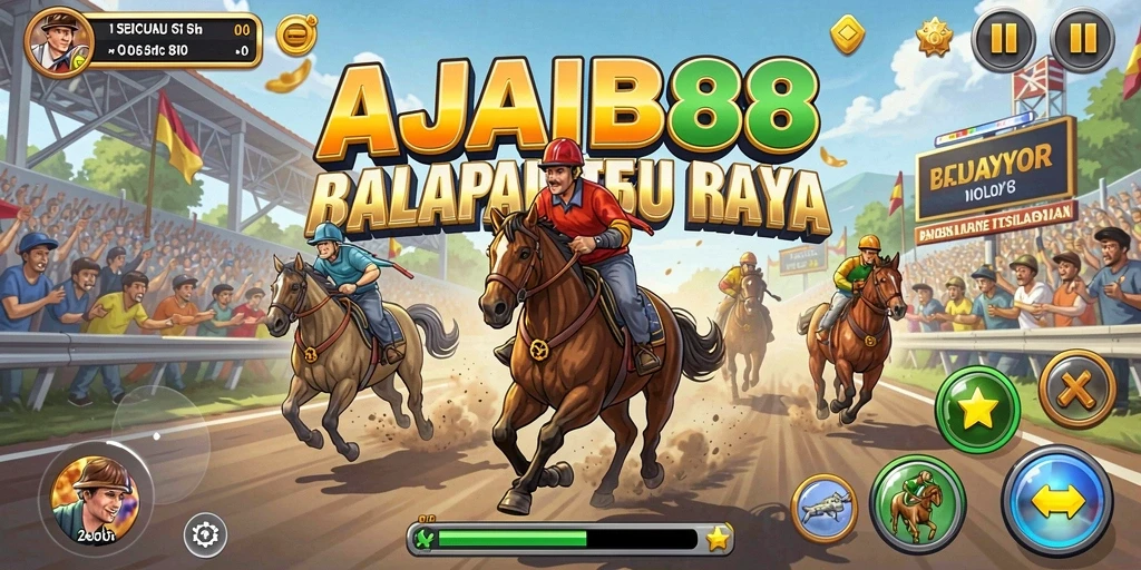 Gameplay AJAIB88 dengan mobil balap di trek menantang dan grafik memukau.