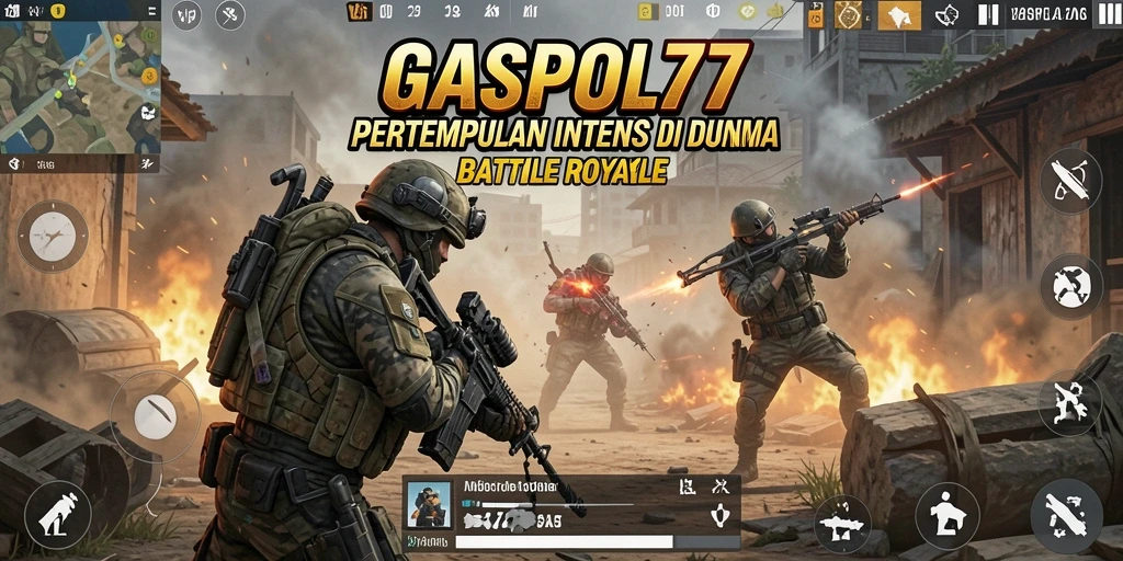 Screenshot GASPOL77 menampilkan aksi seru Battle Royale.