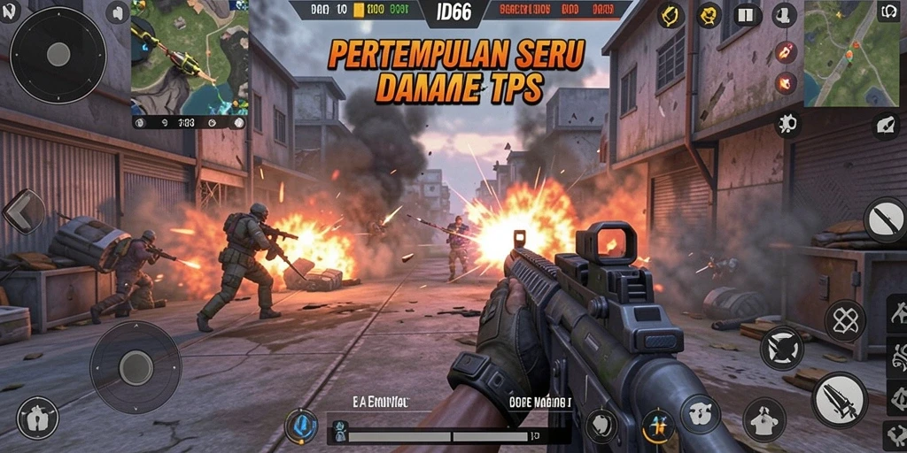 Tangkapan layar menunjukkan aksi menegangkan dalam game TPS ID66.