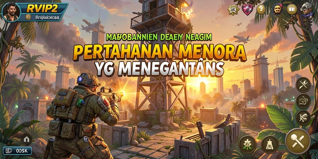Tangkapan layar gameplay RVIP2 menunjukkan strategi Tower Defense yang intens.