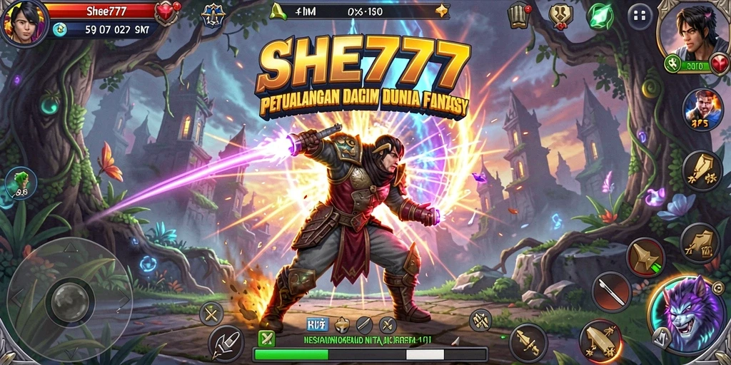 Screenshot gameplay intens dari petualangan seru di SHE777.