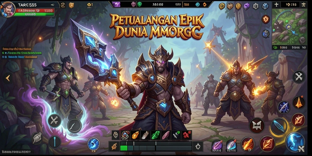 Screenshot gameplay TAR555 menampilkan pertarungan mendebarkan di dunia MMORPG.