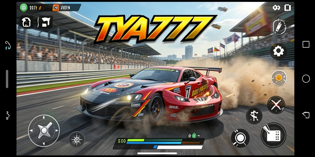 Screenshot menampilkan aksi balapan yang mendebarkan di TYA777.