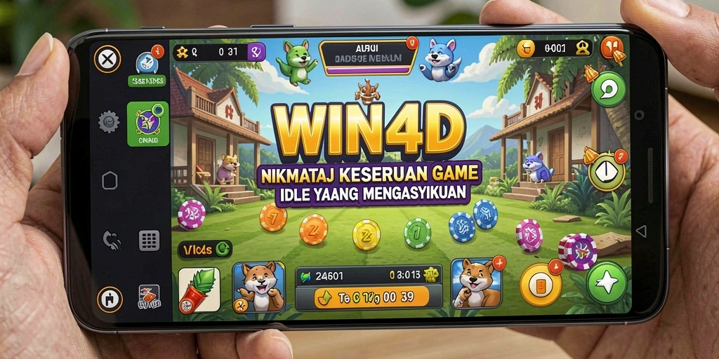 Screenshot dari gameplay WIN4D yang menunjukkan karakter beraksi dalam permainan Idle.
